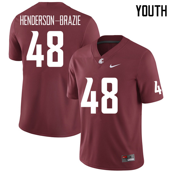 Youth #48 Isaiah Henderson-Brazie Washington State Cougars College Football Jerseys Sale-Crimson - Click Image to Close